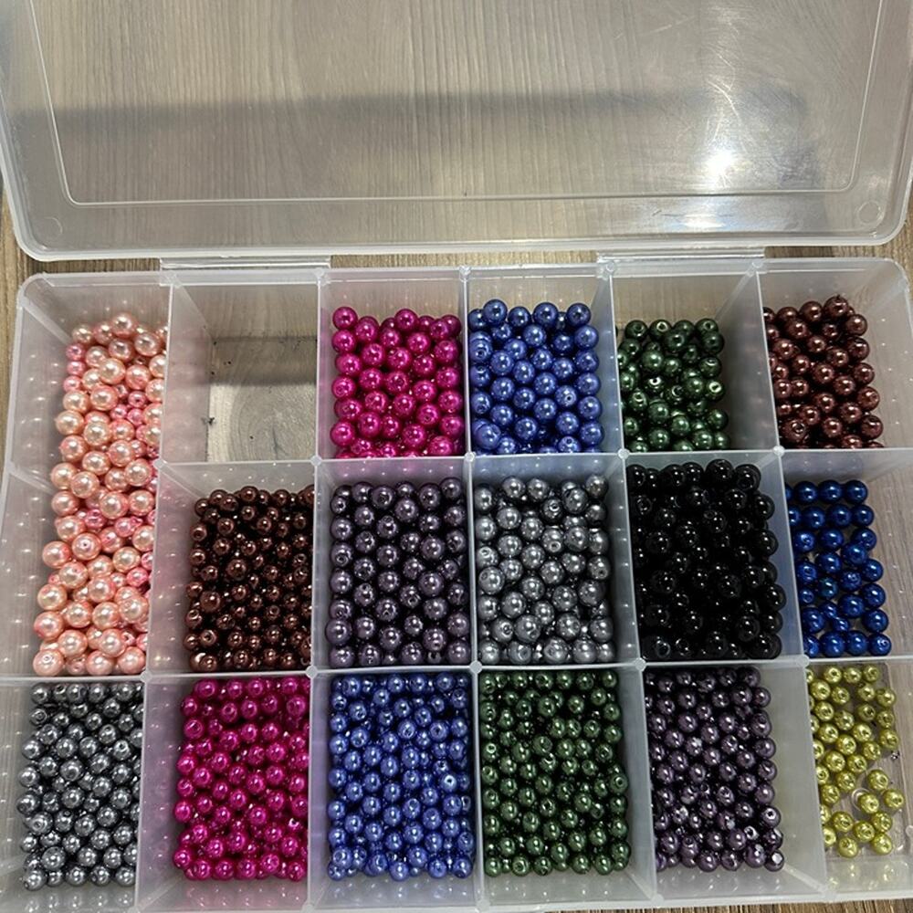 Large Lot, 3lbs Glass Jewel Colored Pearls in 6mm and 8mm, Jewelry Craft Beads